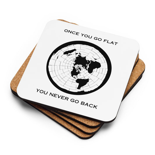 Flat Earth Map - cork-back coaster QTY 1