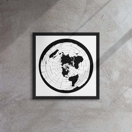 16 x 16 Flat Earth Map Framed Canvas