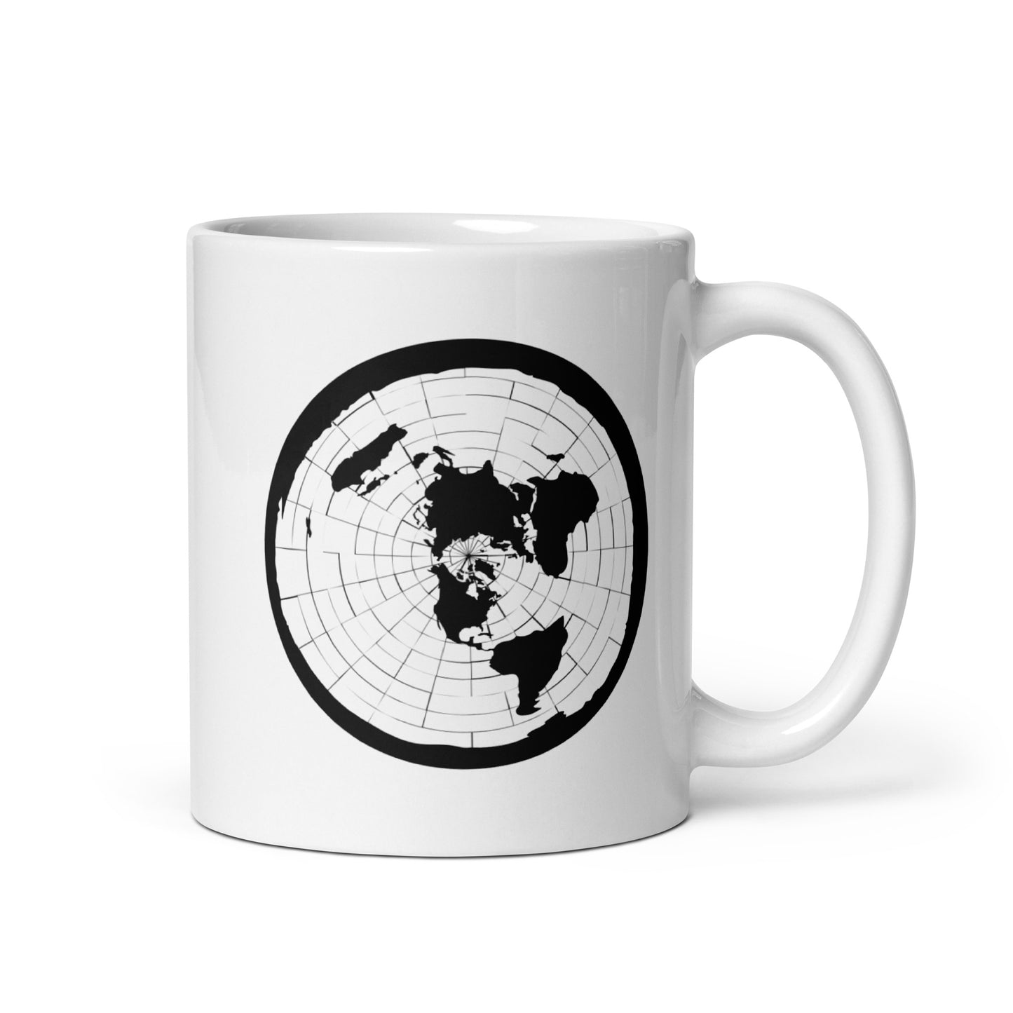 Flat Earth Map Mug- white glossy